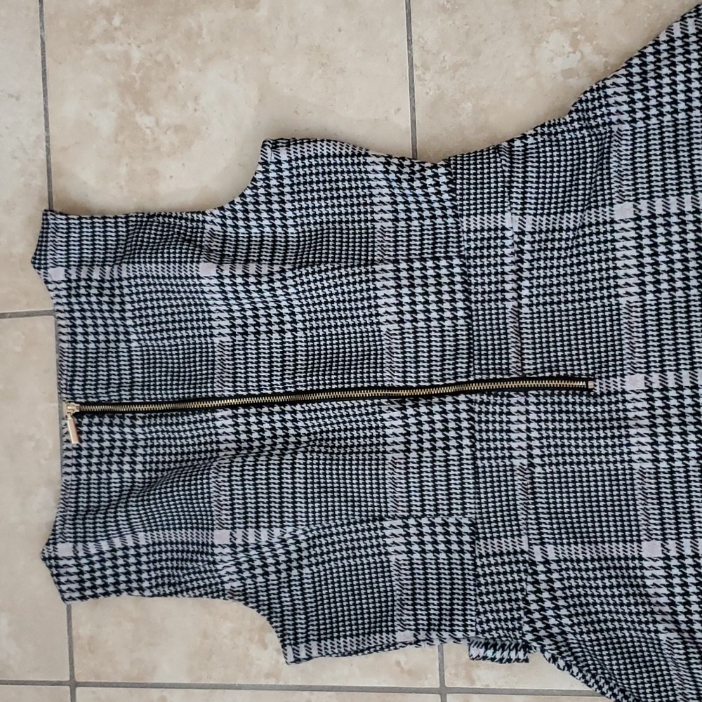 Whbm Black Gray Houndstooth Patterned Sleeveless … - image 6